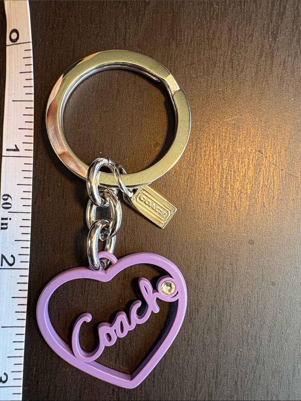 Coach Purple Heart Keyring with Logo Tag
